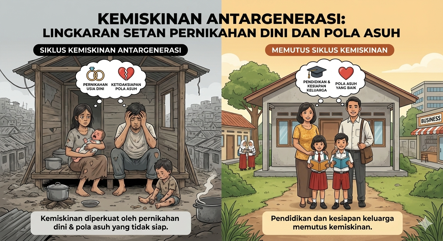 Ilustrasi kemiskinan di Indonesia dan pernikahan usia dini