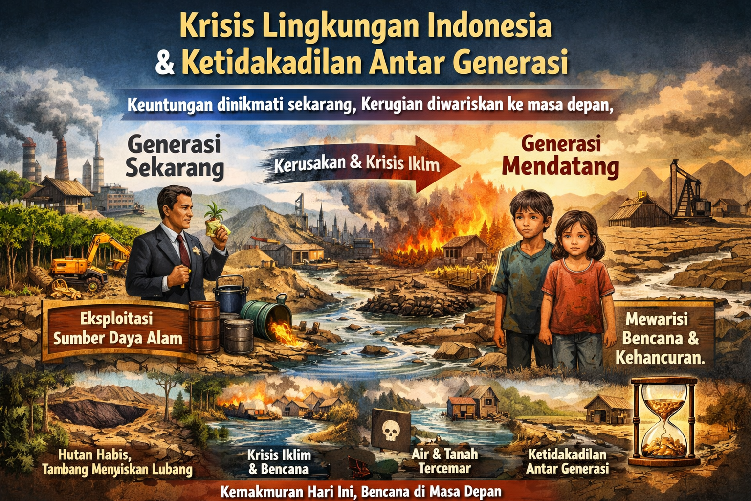 Krisis lingkungan Indonesia dan ketidakadilan antar generasi akibat eksploitasi sumber daya alam