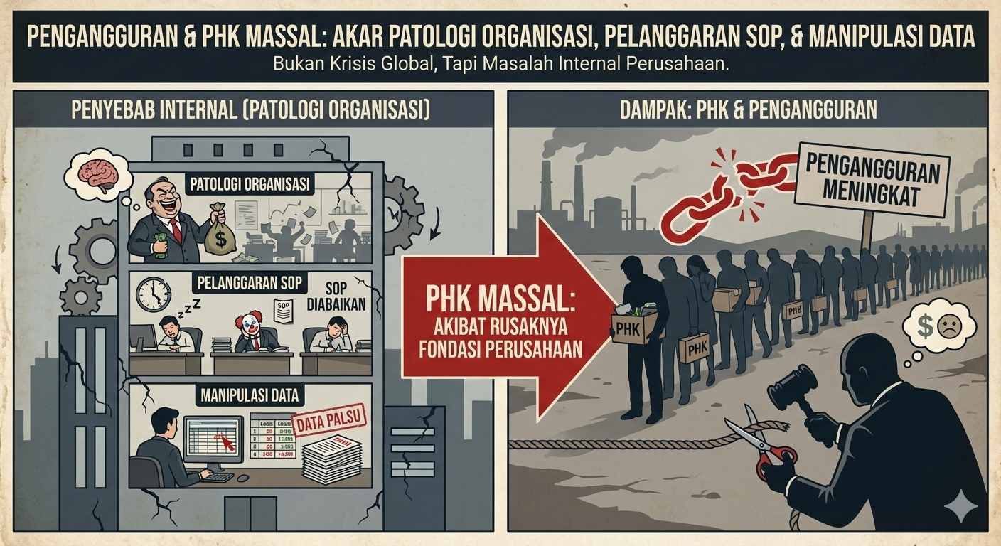 Ilustrasi pengangguran dan phk massal akibat patologi organisasi