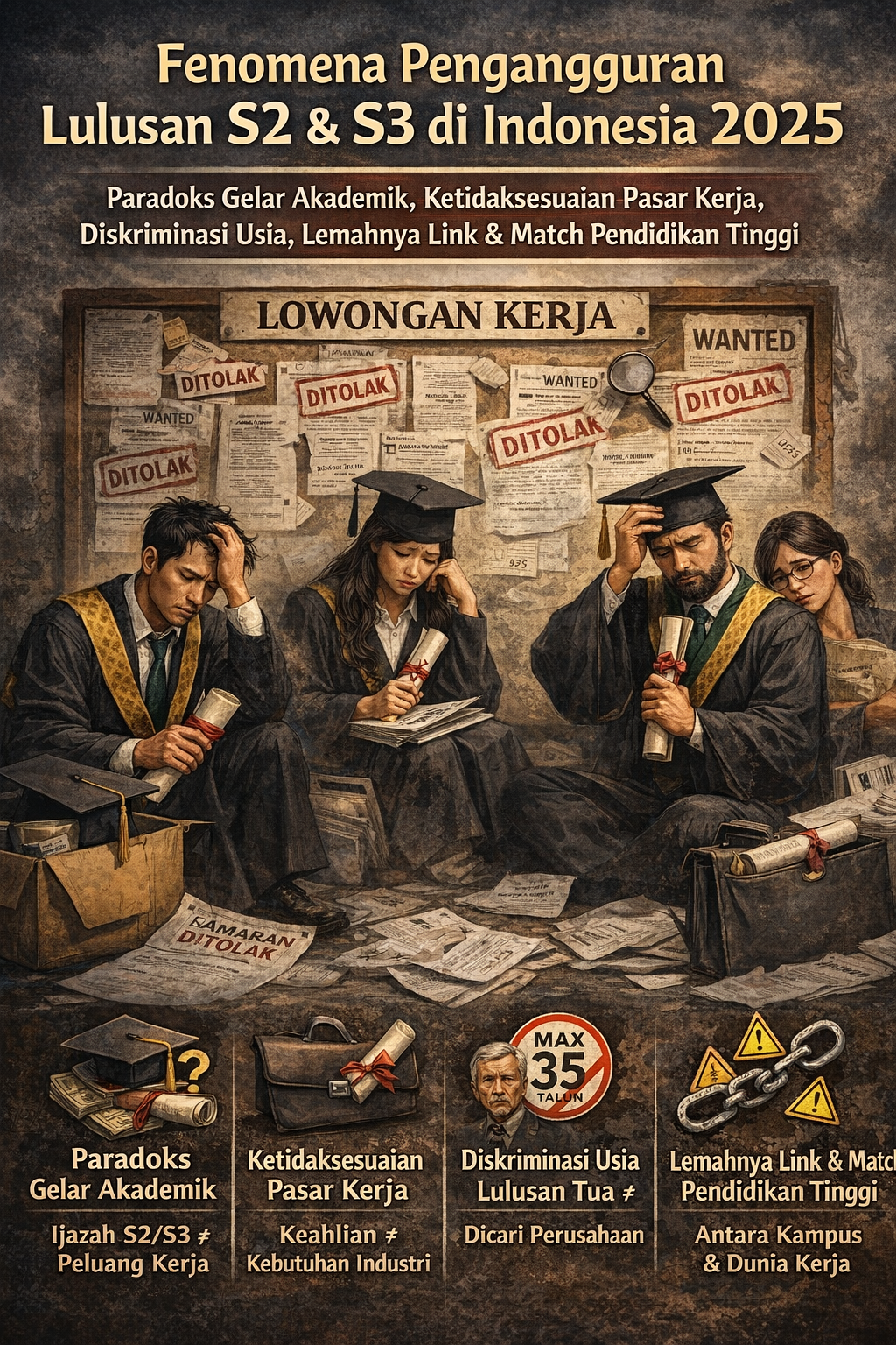 Membedah krisis pengangguran lulusan S2 dan S3 di Indonesia 2025 akibat ketidaksesuaian pendidikan dan pasar kerja