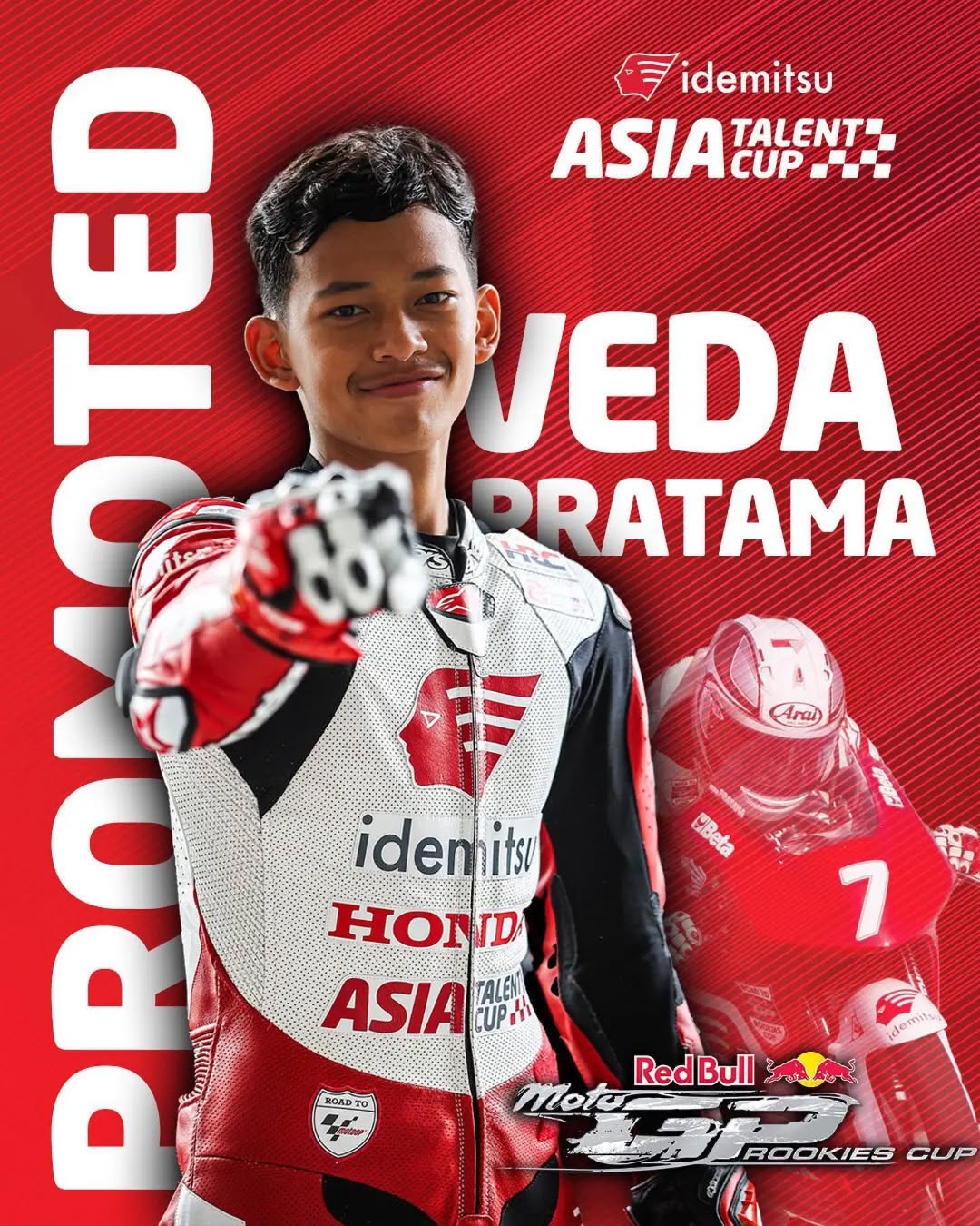 Veda Ega Pratama naik ke Moto3 musim depan menggantikan Furusato yang promosi ke Moto2.